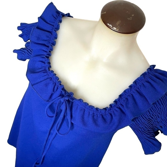 Royal Blue Ruffle Neckline Dress 💙 - Picture 2 of 9